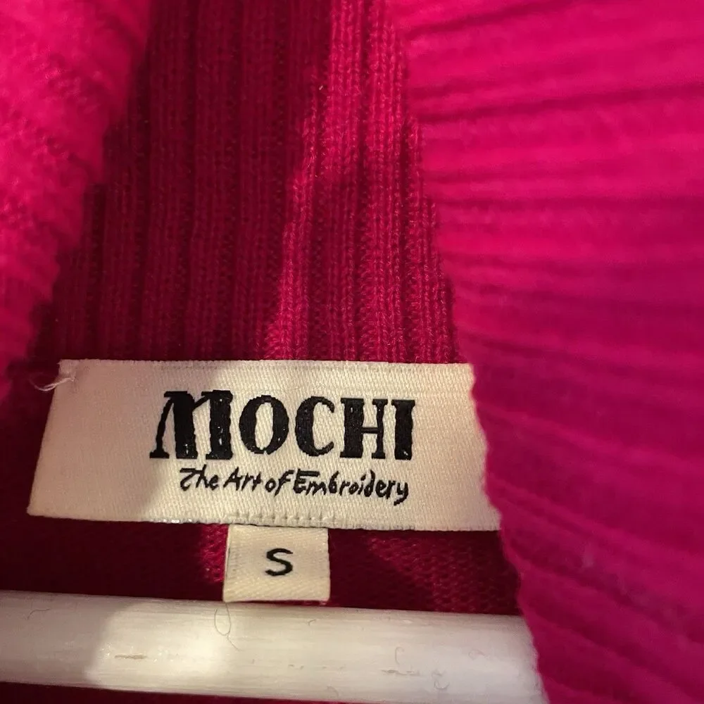 Mochi The Art Of Embroidery Side Detail Turtleneck Ribbed Sz S